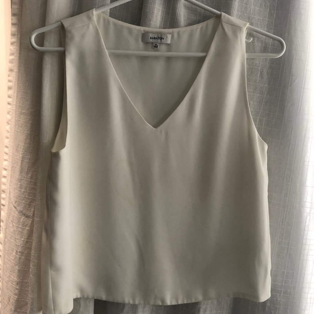 Aritzia / Babaton White v-Neck crop - XS